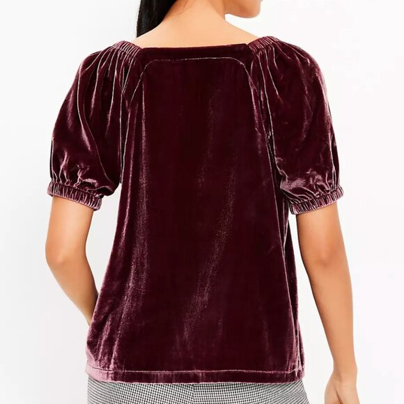 NWT LOFT Elegant Velvet Puff Sleeve Top Size S - Picture 9 of 9